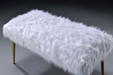 Bagley II White Faux Fur & Gold Bench image