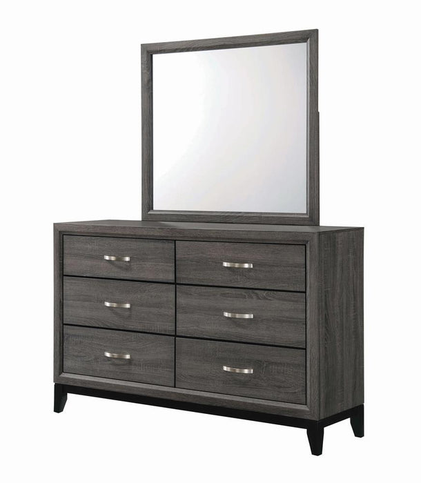 Watson 6-drawer Dresser Grey Oak and Black