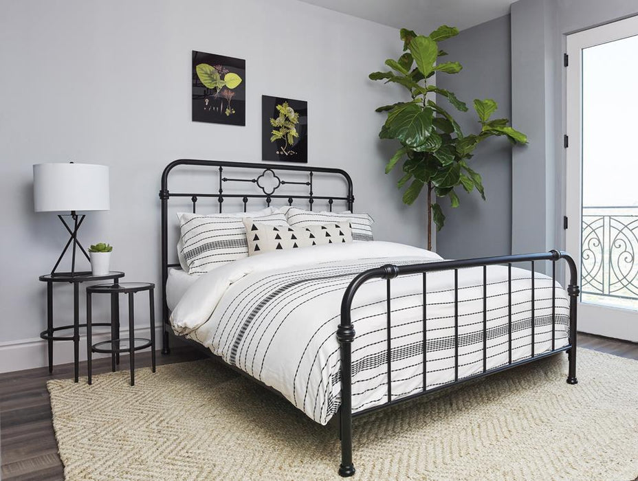 Packlan Eastern King Metal Panel Bed Matte Black