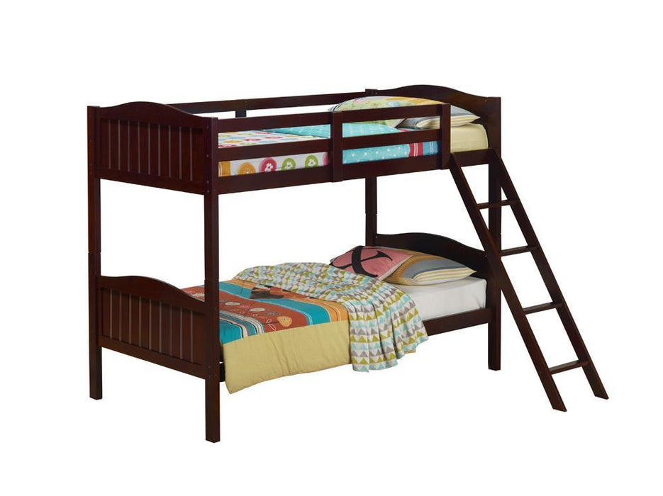 Arlo Twin Over Twin Bunk Bed with Ladder Espresso